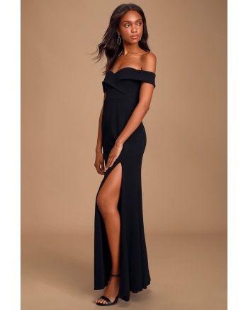 Song of Love Black Off-the-Shoulder Maxi Dress